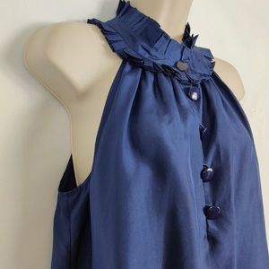 J Crew Blue Ruffled Sleeveless Top